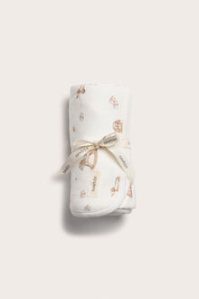 Baby white blanket with print