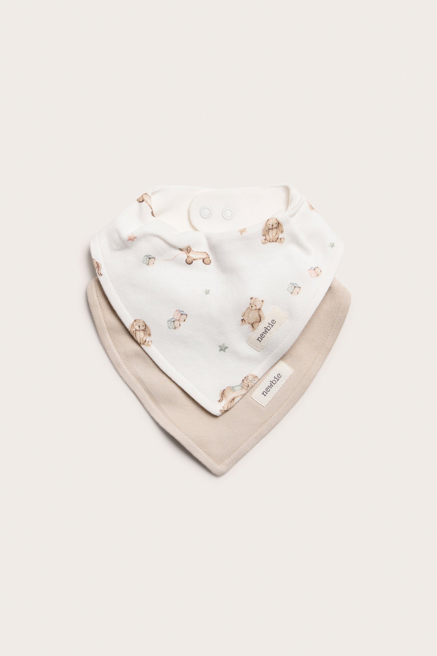 Baby white/beige bear bibs 2-pack