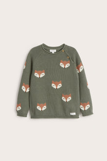 Kids´ green fox knitted jumper