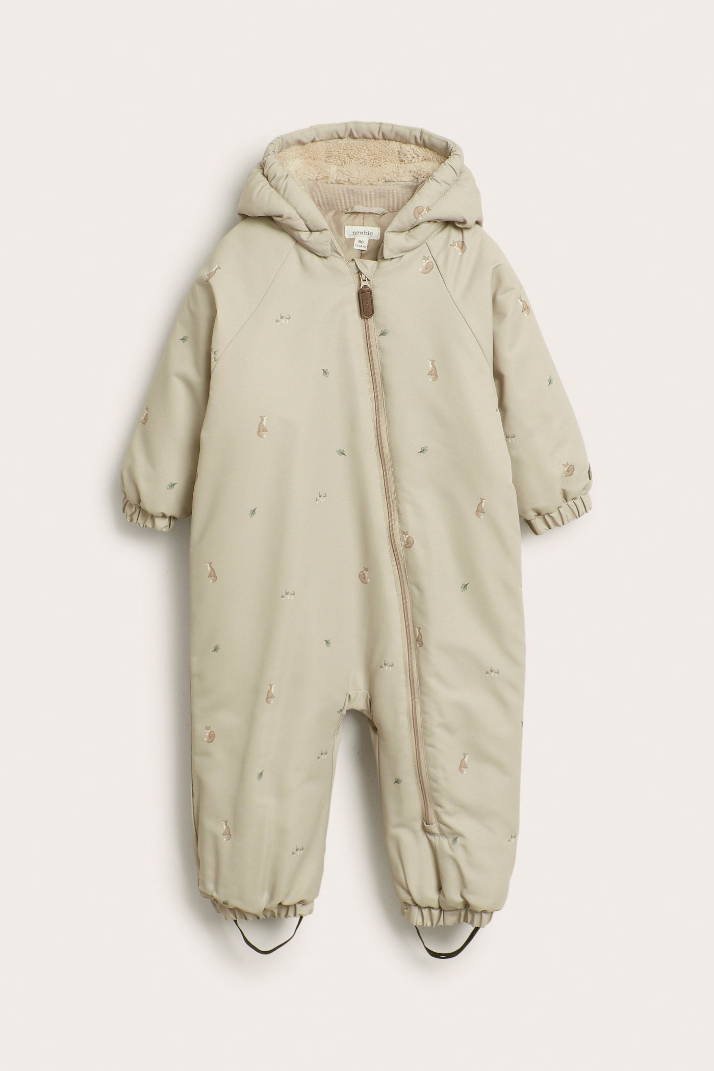 Baby beige fox print coverall