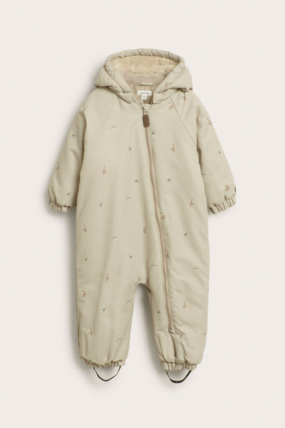 Baby beige fox print coverall