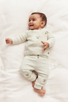 Baby beige lamb-knit cardigan