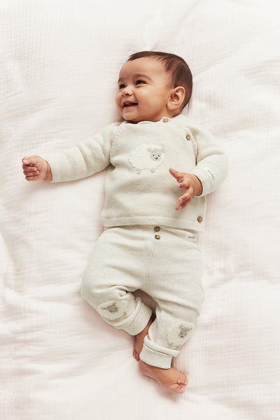 Baby beige lamb-knit cardigan