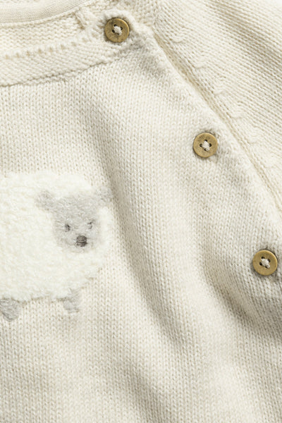 Baby beige lamb-knit cardigan