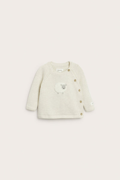 Baby beige lamb-knit cardigan