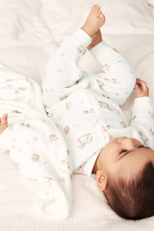 Baby white toy patterned sleepsuit