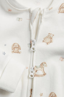 Baby white toy patterned sleepsuit