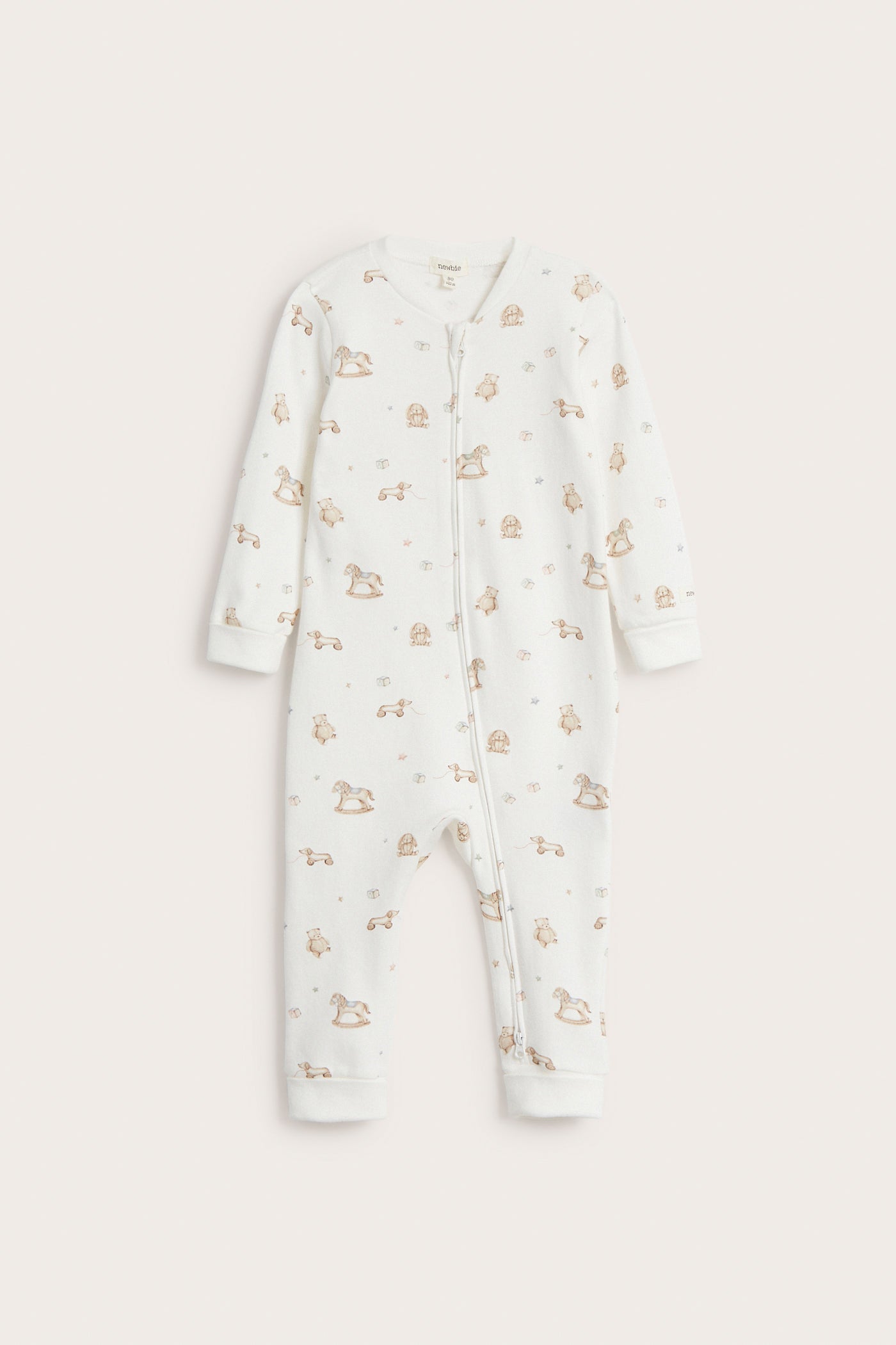 Baby white toy patterned sleepsuit