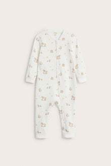 Baby white toy patterned sleepsuit