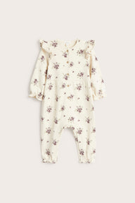 Baby beige floral jumpsuit with frills