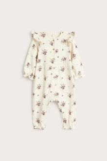 Baby beige floral jumpsuit with frills