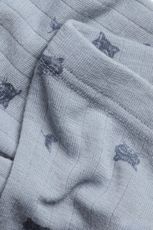 Baby blue merino wool leggings with raccoons