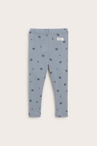 Baby blue merino wool leggings with raccoons