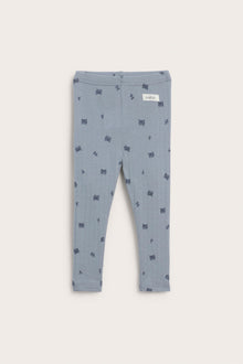 Baby blue merino wool leggings with raccoons