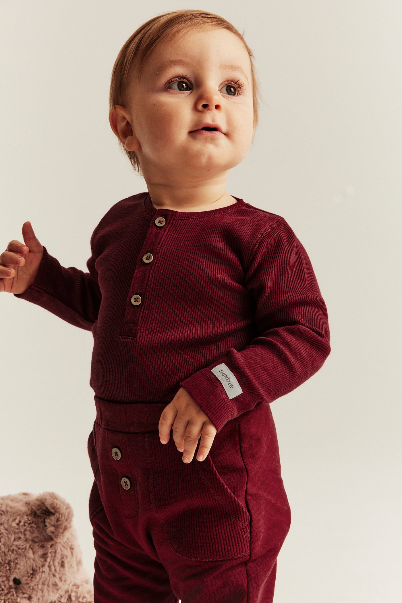 Baby red ribbed basic bodysuit