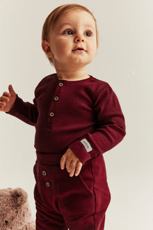 Baby red ribbed basic bodysuit