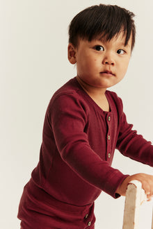 Baby red ribbed basic bodysuit