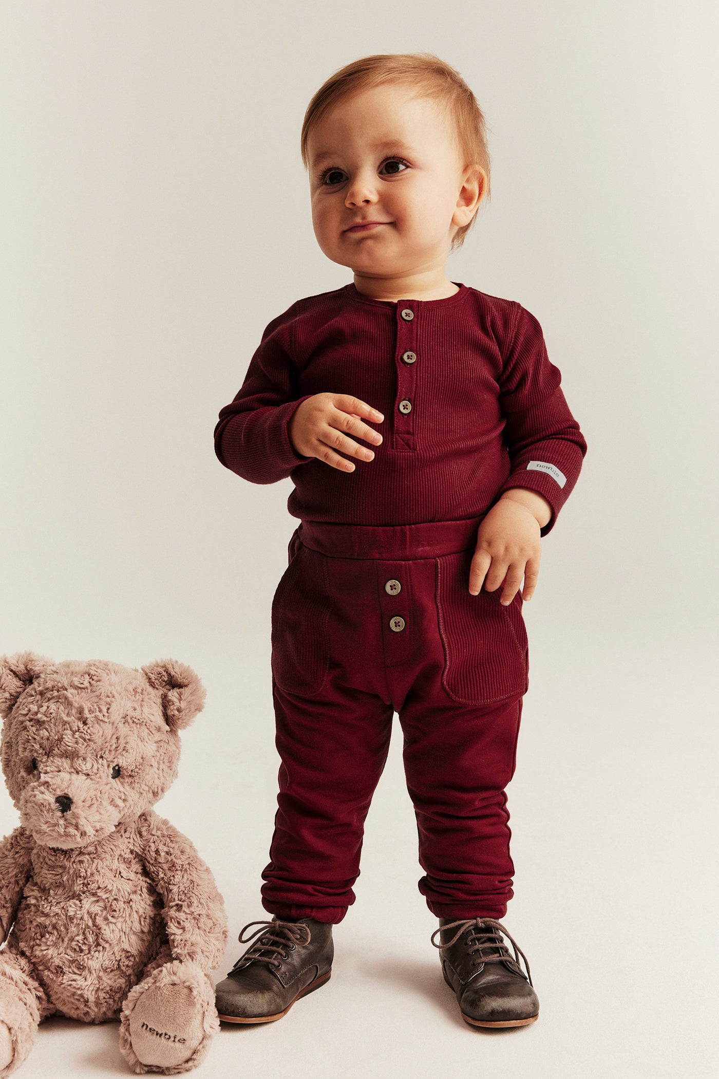 Baby red ribbed basic bodysuit