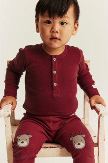 Baby red ribbed basic bodysuit