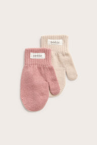 Kids pink thumb mittens 2-pack