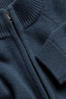 Kids blue knitted wool blend cardigan