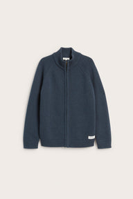 Kids blue knitted wool blend cardigan