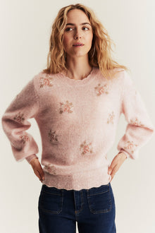 Women's pink wool and mohair-blend jumper