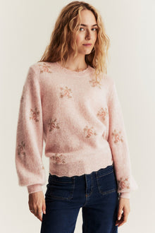 Women's pink wool and mohair-blend jumper