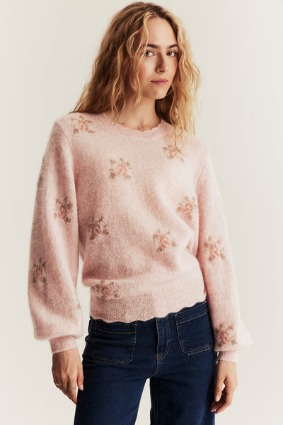 Women's pink wool and mohair-blend jumper