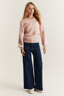 Women's pink wool and mohair-blend jumper