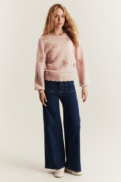 Women's pink wool and mohair-blend jumper