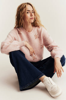 Women's pink wool and mohair-blend jumper