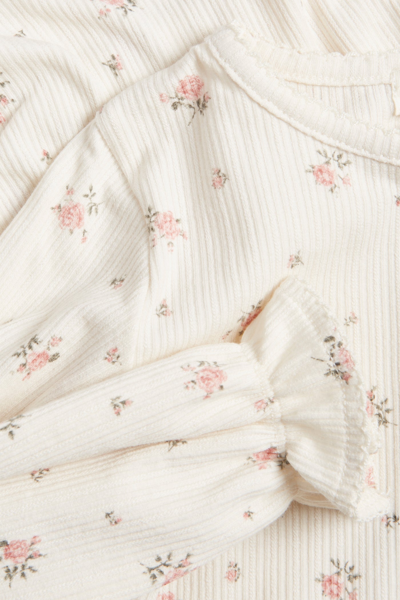 Baby white ribbed floral bodysuit