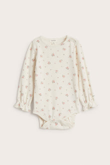 Baby white ribbed floral bodysuit
