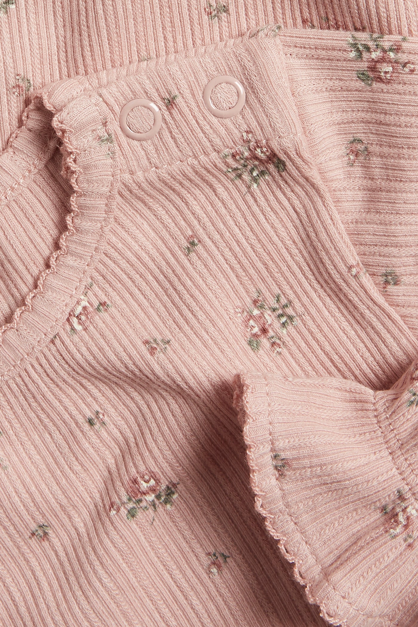 Baby pink ribbed floral bodysuit