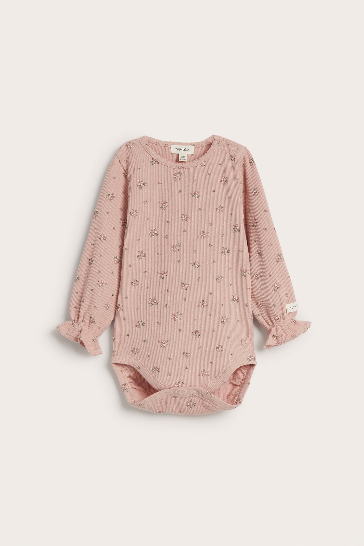 Baby pink ribbed floral bodysuit
