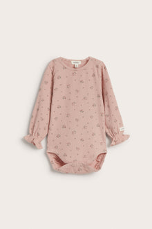 Baby pink ribbed floral bodysuit