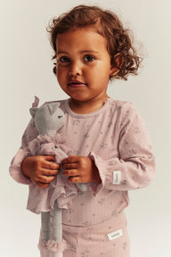 Baby pink ribbed floral bodysuit