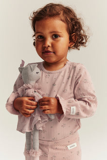 Baby pink ribbed floral bodysuit