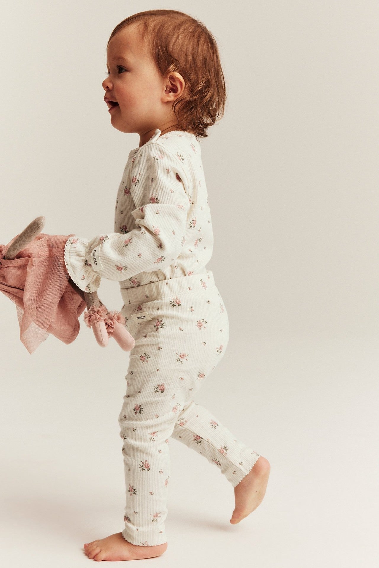 Baby white floral leggings