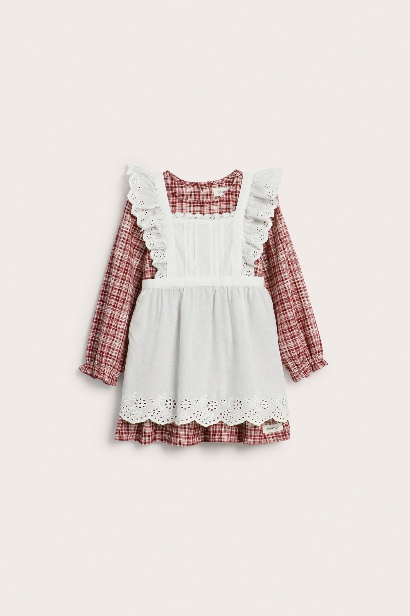 Baby red checked dress with apron