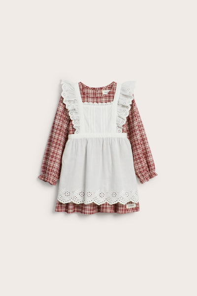 Baby red checked dress with apron