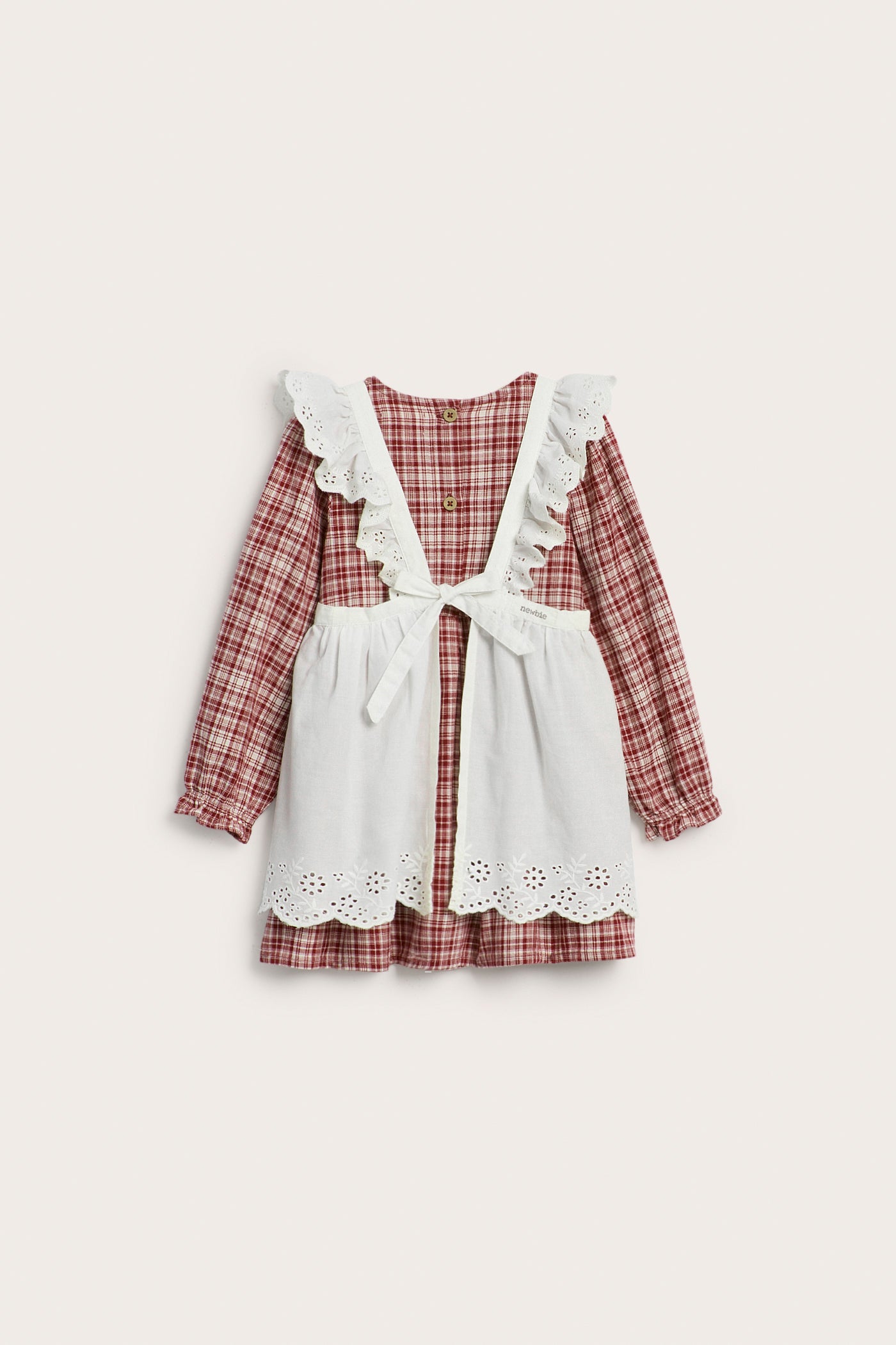 Baby red checked dress with apron