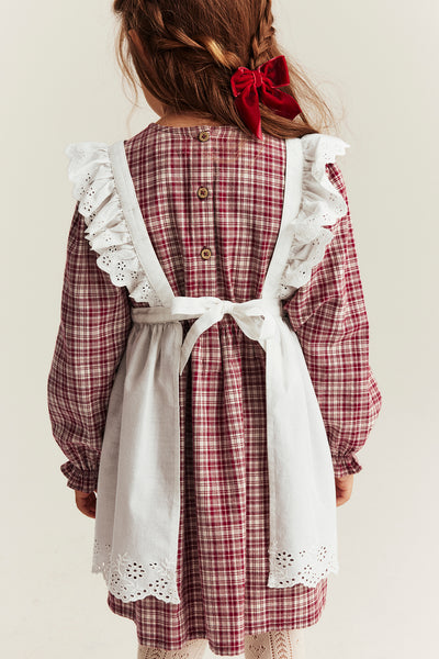 Kids' red checked dress with apron