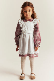 Kids' red checked dress with apron