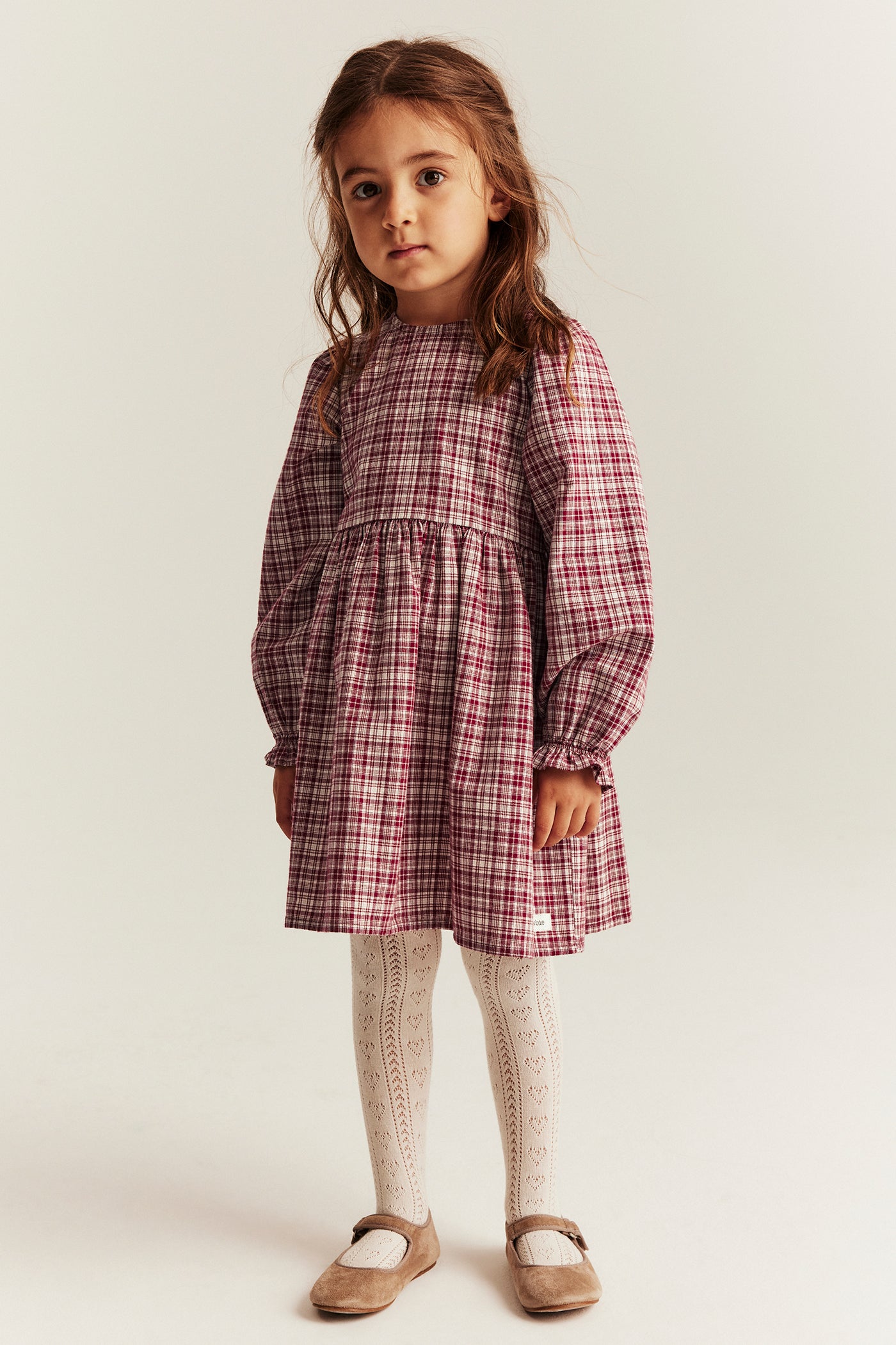 Kids' red checked dress with apron
