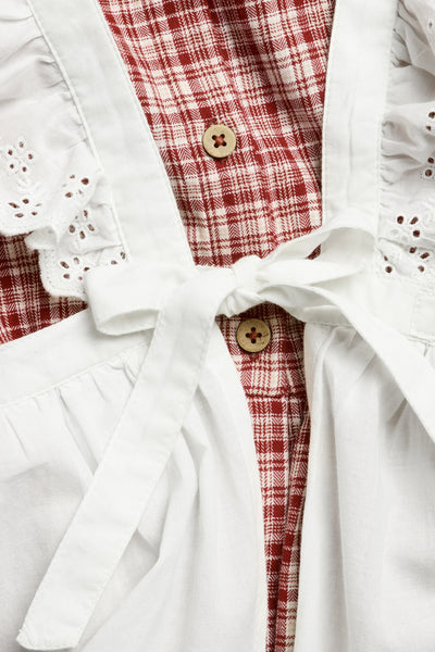 Kids' red checked dress with apron