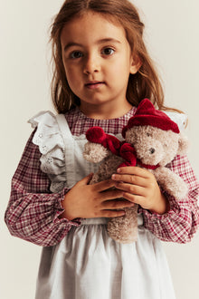 Kids' red checked dress with apron