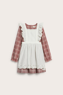 Kids' red checked dress with apron