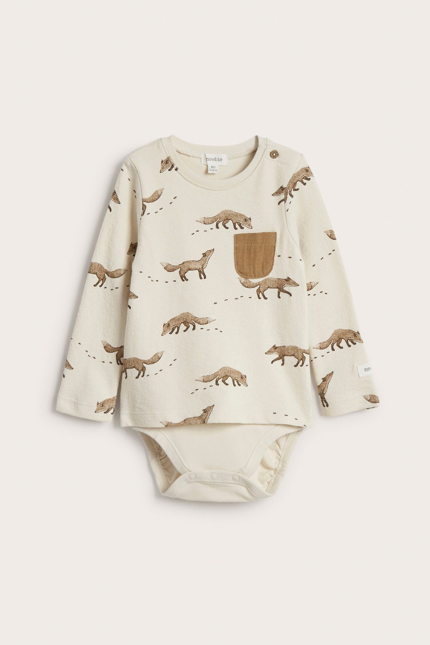 Baby beige bodysuit with foxes